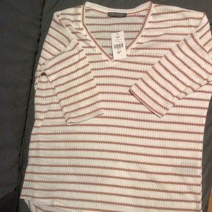 Suzy Shier Striped Sleeve Shirt